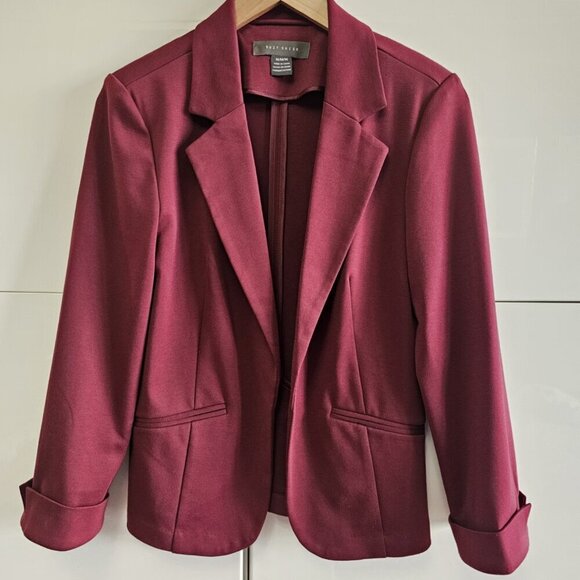 Suzy Shier Open-Front Blazer Burgandy Ruby - Picture 3 of 10